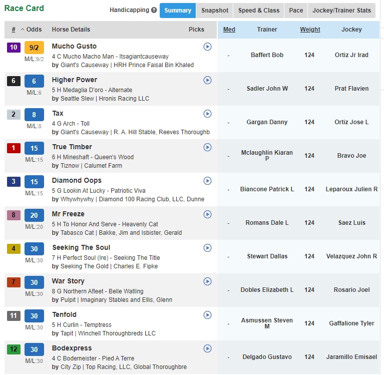 2020 pegasus cup odds